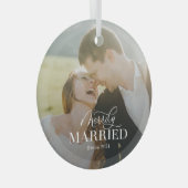 Eenvoudig gehuwde aangepaste kerstversiering met f glas ornament (Voorkant Rechts)