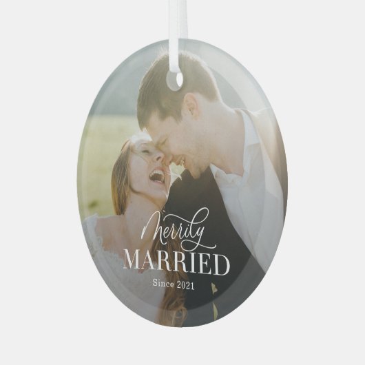 Eenvoudig gehuwde aangepaste kerstversiering met f glas ornament (Voorkant links)