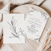 Eenvoudig geïllustreerd gebladerte Spaanse bruilof Kaart