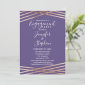 Eenvoudig gelinkt Roos Gold Violet Verloving Kaart (Staand voorkant)