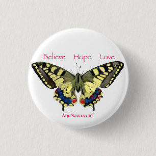 Eenvoudig geloof, hoop, liefde, vlinder ronde button 3,2 cm