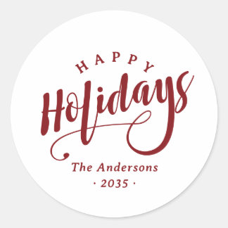 Eenvoudig Gelukkig Kerstmis Calligraphy Schrift Ronde Sticker