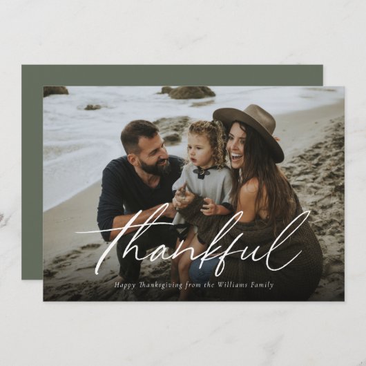 Eenvoudig gelukkig script feestdagenkaart (Voorkant / Achterkant)