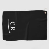 Eenvoudig gemoderniseerd zwart-wit monogram golfhanddoek (Horizontaal)