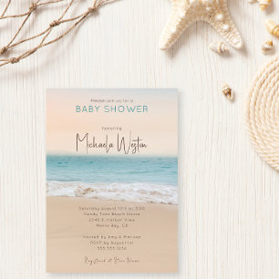 Eenvoudig genderneutraal strand Baby shower Kaart
