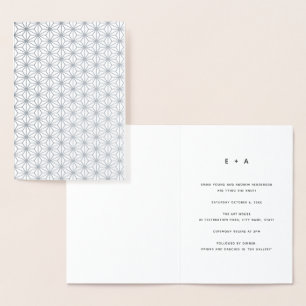 Eenvoudig geometrisch patroon Zilver Weddenschap Folie Kaarten
