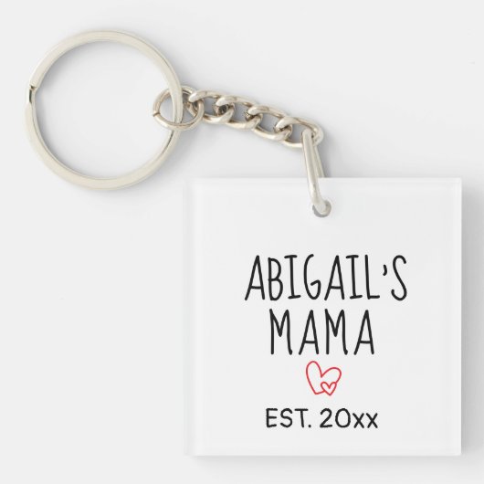 Eenvoudig gepersonaliseerd mama cadeau met de naam sleutelhanger (voorkant)