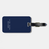 Eenvoudig gepersonaliseerd marineblauw bagagelabel (Achterkant horizontaal)