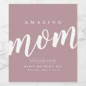 Eenvoudig gepersonaliseerd, modern Moederdag Wijn Etiket (Enkel label)