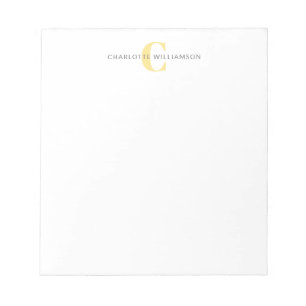 Eenvoudig gepersonaliseerd monogram en naam in gee notitieblok