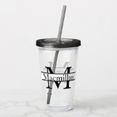 Eenvoudig gepersonaliseerd monogrammen acryl drinkbeker (Achterkant)