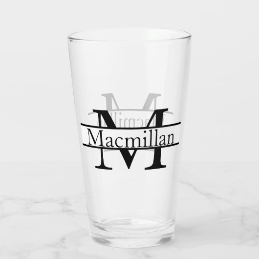 Eenvoudig gepersonaliseerd monogrammen glas (Achterkant)
