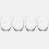 Eenvoudig gepersonaliseerd script naam bruidsmeisj wijnglas zonder voet (Achterkant)