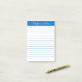Eenvoudig gepersonaliseerd via medium blauw post-it® notes (Op bureau)