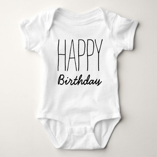 Eenvoudig geschreven Happy Birthday Romper (Voorkant)
