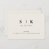 Eenvoudig gestroomlijnd monogram beige Sla datum I (Voorkant / Achterkant)