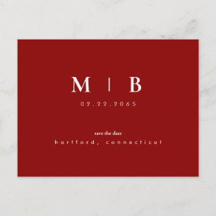 Eenvoudig gestroomlijnde monogram bruiloft bespaar briefkaart