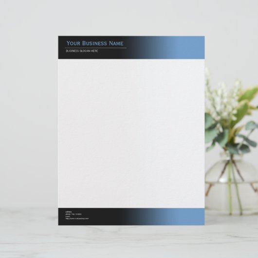 Eenvoudig gewoon modern zwart-wit en blauw verloop briefhoofd sjabloon (Staand voorkant)