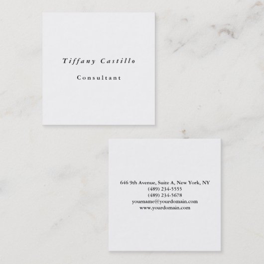 Eenvoudig glin elegant minimalistisch modern vierkante visitekaartje (Voorkant / Achterkant)