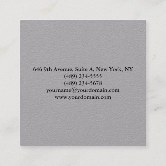 Eenvoudig glin legant minimalistisch modern vierkante visitekaartje (Achterkant)