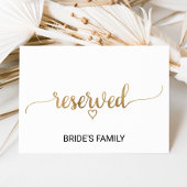 Eenvoudig Gold Calligraphy Weddenschap Reserved Si Kaart