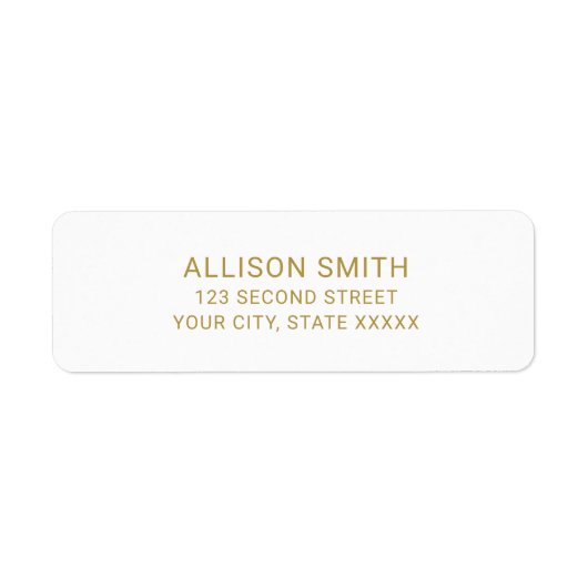 Eenvoudig Gold- en White-minimalistisch adres Etiket (Voorkant)
