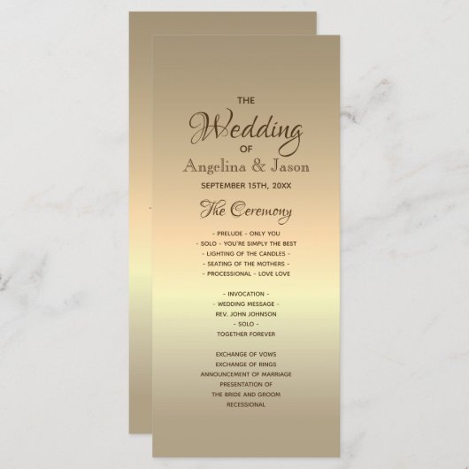 Eenvoudig Gold Foil bruiloft Programma (Voorkant / Achterkant)