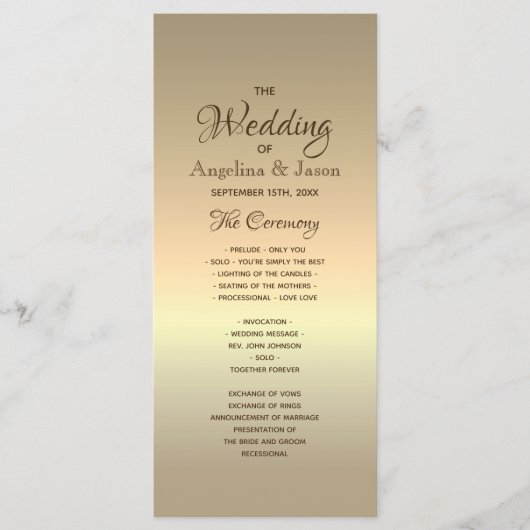 Eenvoudig Gold Foil bruiloft Programma (Voorkant)