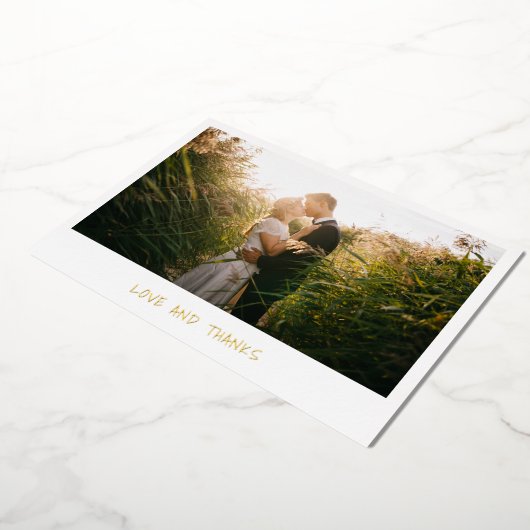 Eenvoudig Gold-fotohuwelijk Hartelijk dank Folie Uitnodiging (Gedraaid)