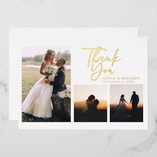 Eenvoudig Gold Hand-Lettered Wedding Bedankt Gold Folie Uitnodiging