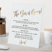 Eenvoudig Gold Handwrite Open Bar-menu Reclamebord Met Voetstuk (Insitu)