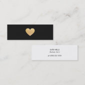 Eenvoudig Gold Heart Black Networking Mini Visitekaartje (Voorkant / Achterkant)