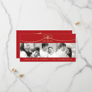 Eenvoudig Gold Knot Double Gelukkig 3 Foto Chinees Save The Date
