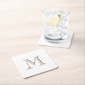 Eenvoudig Gold Monogram Vierkante Kartonnen Onderzetter (Insitu)