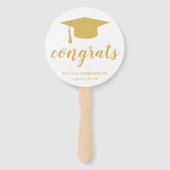 Eenvoudig Gold Mortar Board Elegant Afstuderen Handwaaier (Achterkant)
