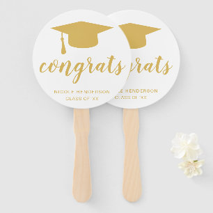 Eenvoudig Gold Mortar Board Elegant Afstuderen Handwaaier