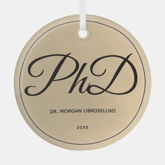 Eenvoudig Gold PhD-Afstuderen Glas Ornament (Voorkant)