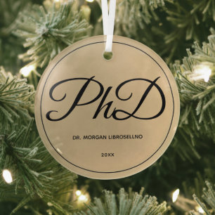 Eenvoudig Gold PhD-Afstuderen Glas Ornament