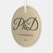 Eenvoudig Gold PhD-Afstuderen Glas Ornament (Voorkant links)