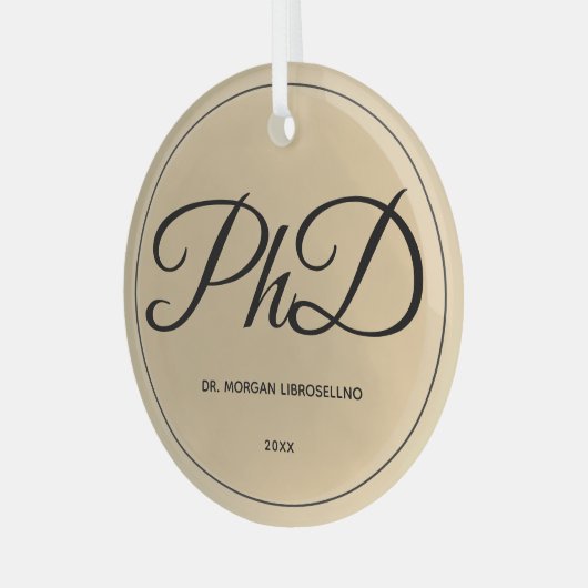 Eenvoudig Gold PhD-Afstuderen Glas Ornament (Voorkant links)