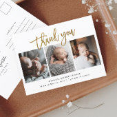 Eenvoudig Gold Script 3 Foto Baby Hartelijk dank Briefkaart