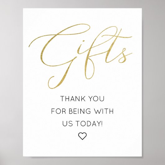 Eenvoudig Gold Script Cadeauseteken Poster (Voorkant)