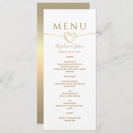 Eenvoudig Gold Wedding Menu (Voorkant / Achterkant)