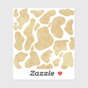 Eenvoudig Gold White Large Cow Spots Animal Print Sticker