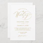 Eenvoudig Gold White Modern Script Weddenschap Kaart (Voorkant / Achterkant)