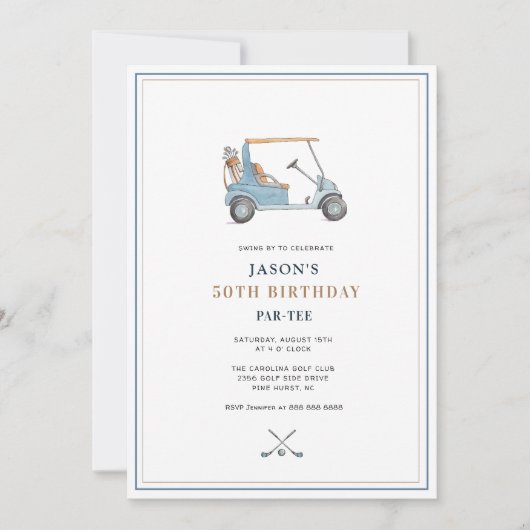 Eenvoudig golfthema PAR- T-SHIRT Verjaardag Kaart (Voorkant)