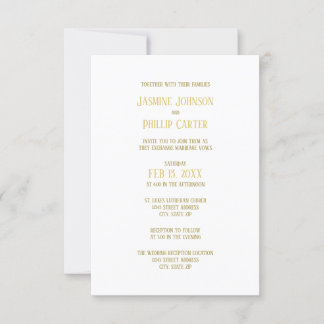 Eenvoudig goud - 3x5 Wedding/Ontvangingsuitnodigin Kaart