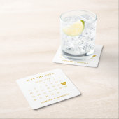 Eenvoudig goud agenda en wit sparen de Datum Vierkante Kartonnen Onderzetter (Insitu)