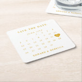 Eenvoudig goud agenda en wit sparen de Datum Vierkante Kartonnen Onderzetter (Schuin)