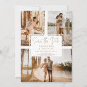 Eenvoudig goud behalve datum 3 collage van het fot save the date (Voorkant)